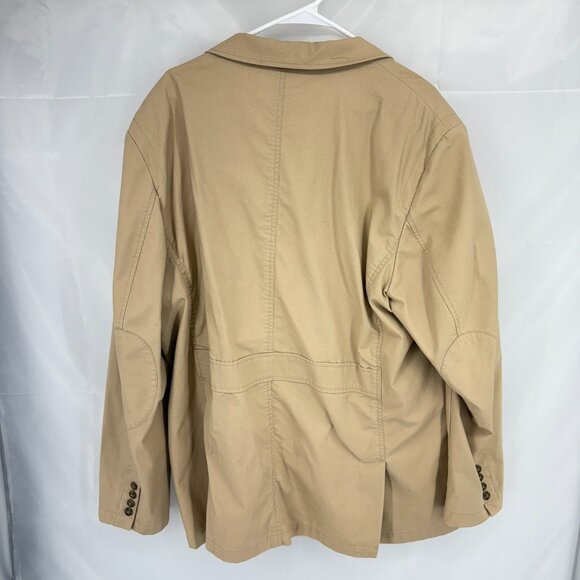 LL Bean Men 48 Tall Travel Blazer Jacket Sport Coat Tan Beige 2 Button Commute - Picture 3 of 12